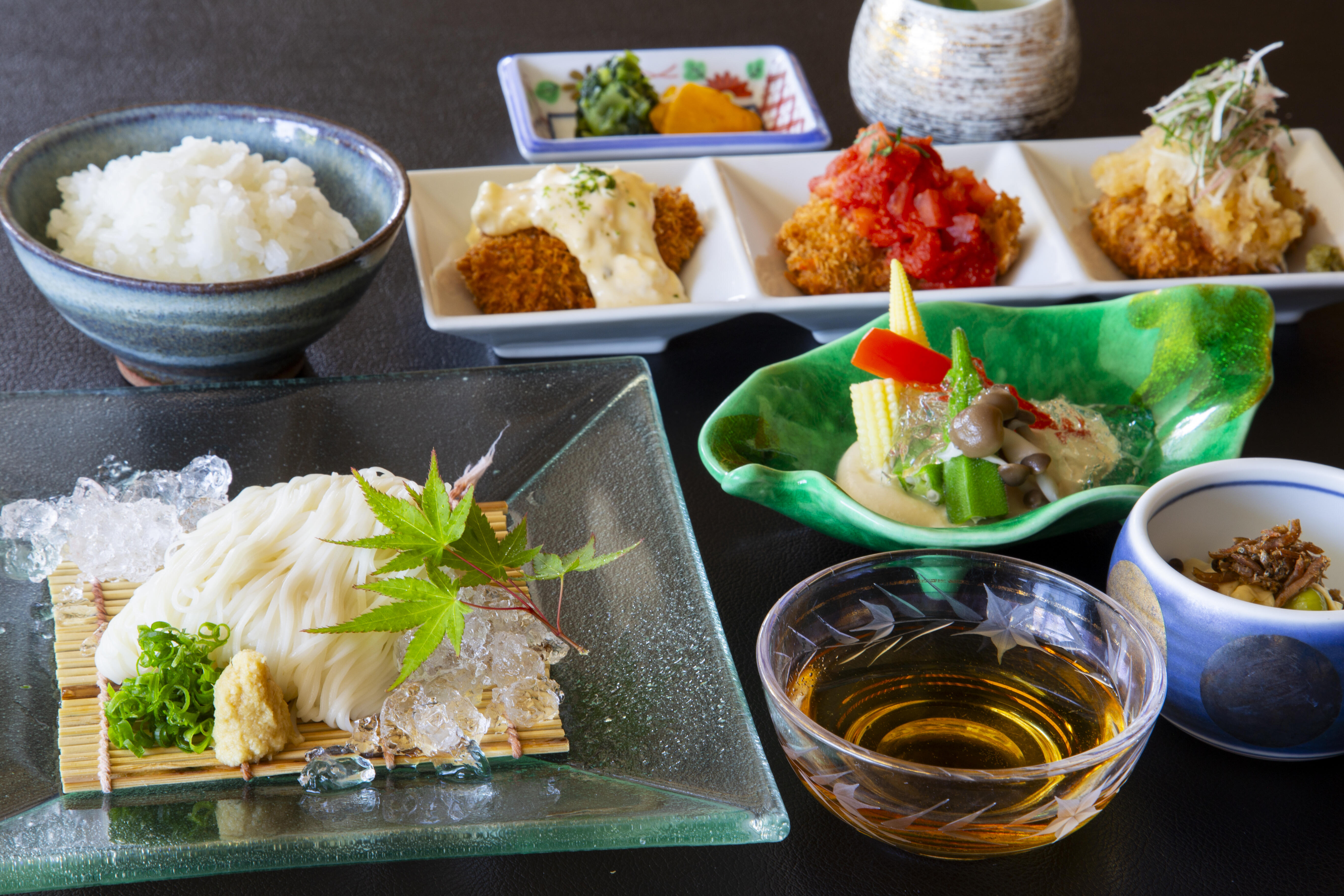 彩り牛カツと南関そうめん御膳